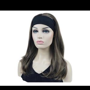 Synthetic Straight Wave Headband Wig. Medium Golden Brown. Wore once.